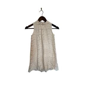 Art Class Women's Sleeveless white floral lace boho top, Size M